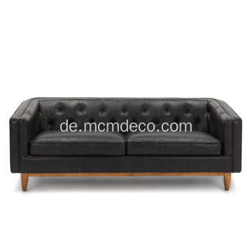 Alcott Oxford Schwarzes Ledersofa